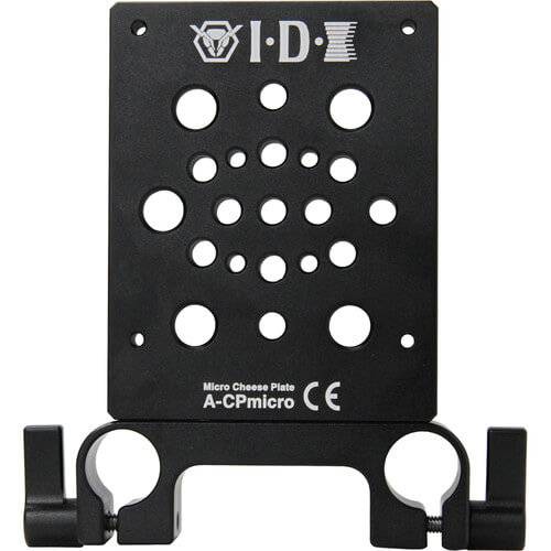 IDX System Technology multipurpose cheese plate for P-Vmicro V-mount video camera, shown attached to the camera setup. – image 1