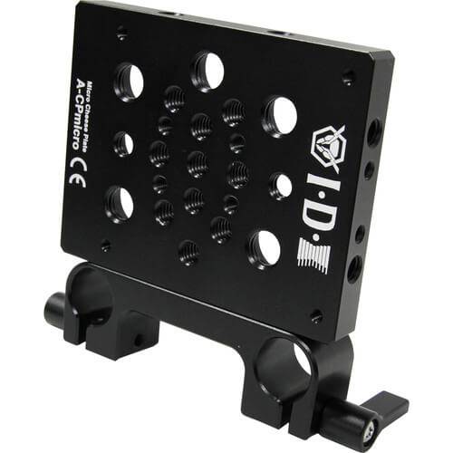 IDX System Technology multipurpose cheese plate for P-Vmicro V-mount video camera, with mounting holes and durable metal construction. – image 3