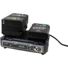 IDX System Technology A-Vmicro2 dual V-mount hot-swap plate for Imicro batteries, shown connected to a professional video camera.