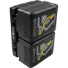 IDX System Technology A-Vmicro2 dual V-mount hot-swap plate attached to Imicro batteries for professional video cameras.