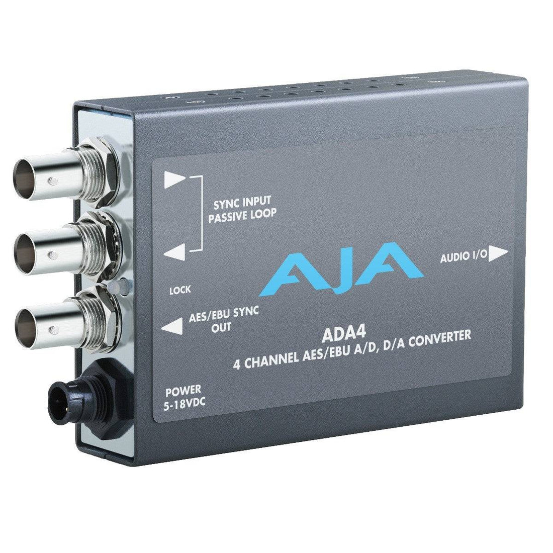 AJA ADA4 4-channel bi-directional audio converter with multiple input and output connections, used for professional video audio conversion. – image 1