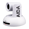 AIDA Imaging NDI-X18W Full HD NDI|HX PTZ camera in white, showing lens and camera body with control buttons.
