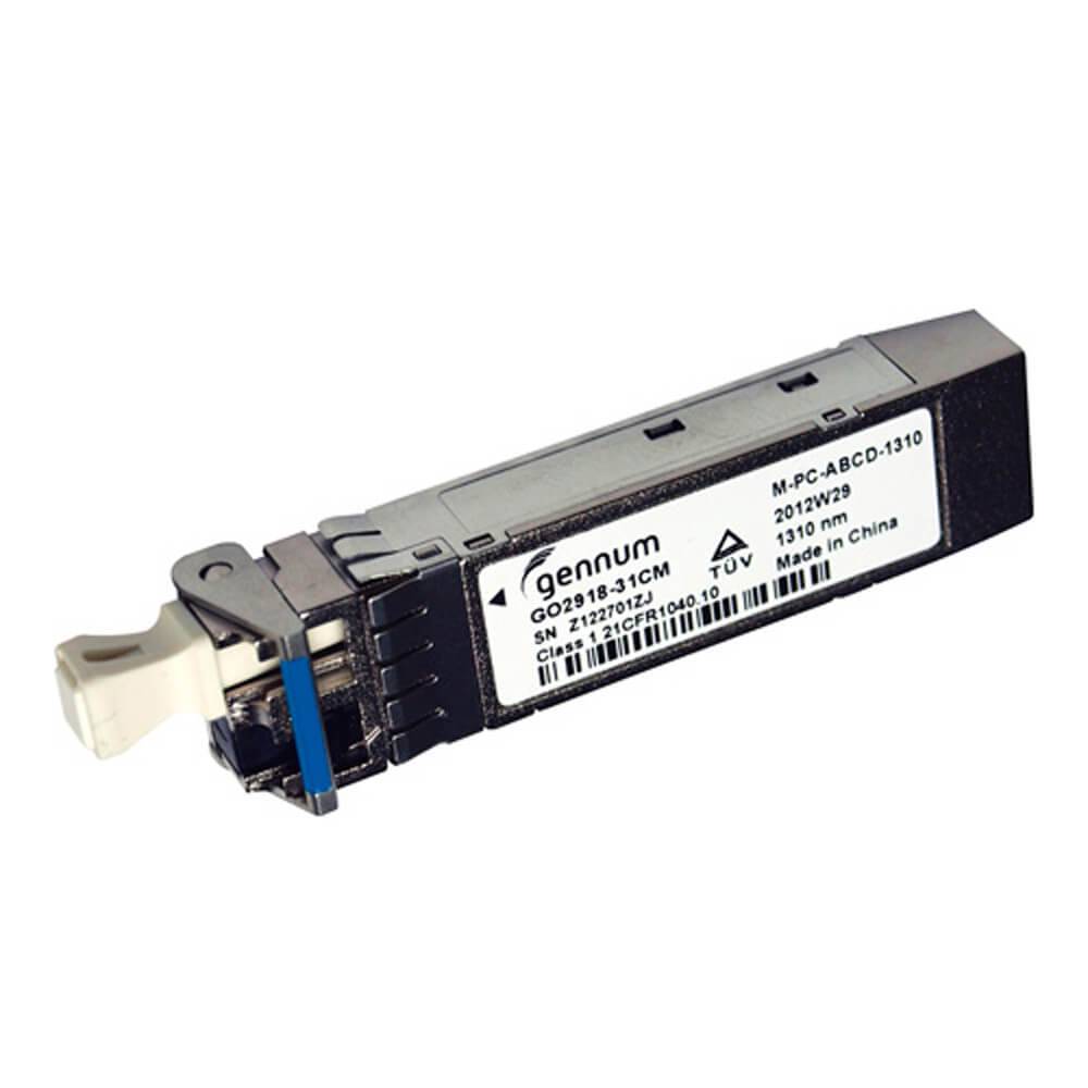 AJA 3G-SDI Single Mode LC Fiber Receiver SFP optical module showing a compact black device with fiber port connections. – image 1
