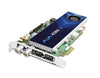 AJA KONA X Ultra-Low Latency Video Capture Card shown from an angled view, highlighting its compact design and input ports.