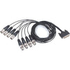 AJA 3G-AM 8-channel AES embedder/disembedder video converter connected to XLR cables, showcasing professional audio/video equipment.