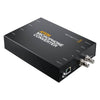 Blackmagic Design ATEM Microphone Converter video switcher device with input and output ports, black compact design.