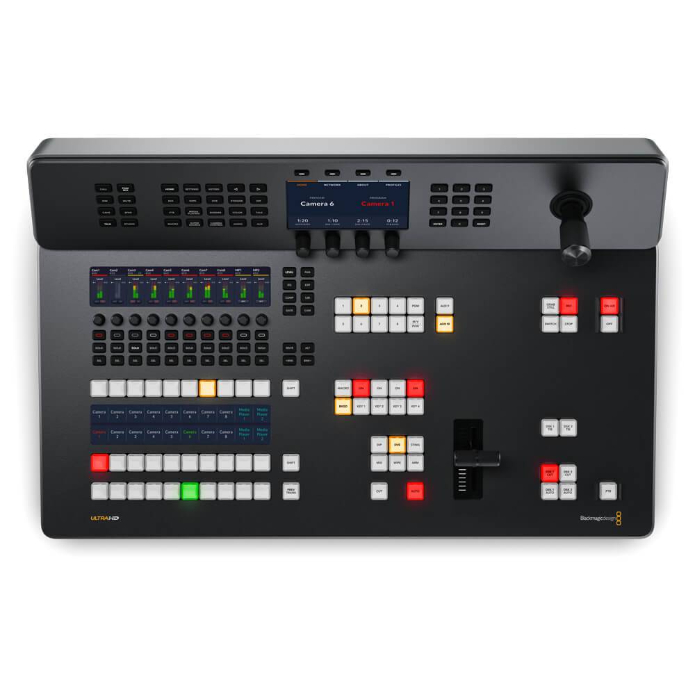 Blackmagic Design ATEM Television Studio 4K8 2TB video switcher with control panel and multiple input/output ports visible from top view. – image 3