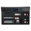 Blackmagic Design ATEM Television Studio HD8 2TB video switcher with multiple input ports and control panel, top view.
