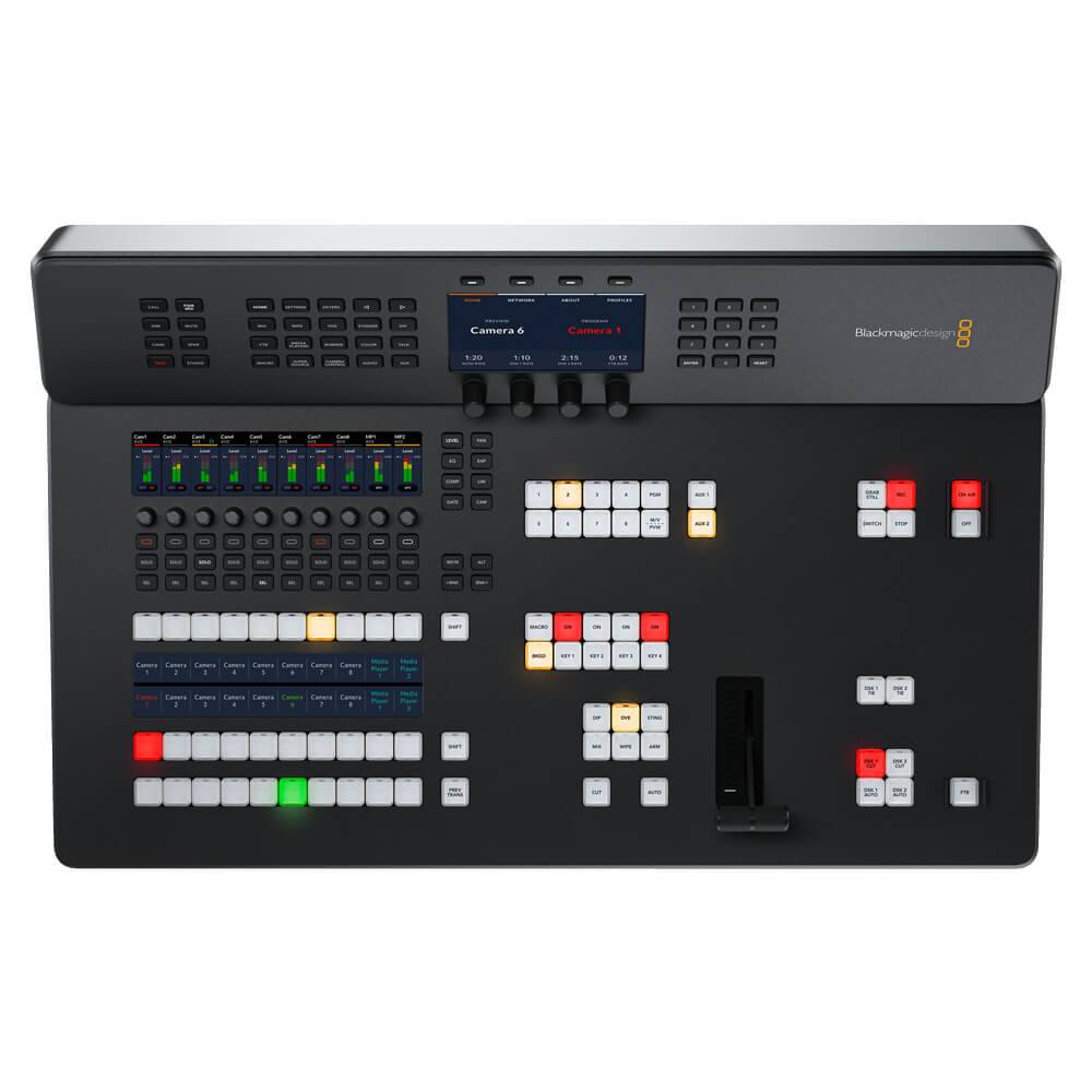 Blackmagic Design ATEM Television Studio HD8 2TB video switcher with multiple input ports and control panel, top view. – image 3