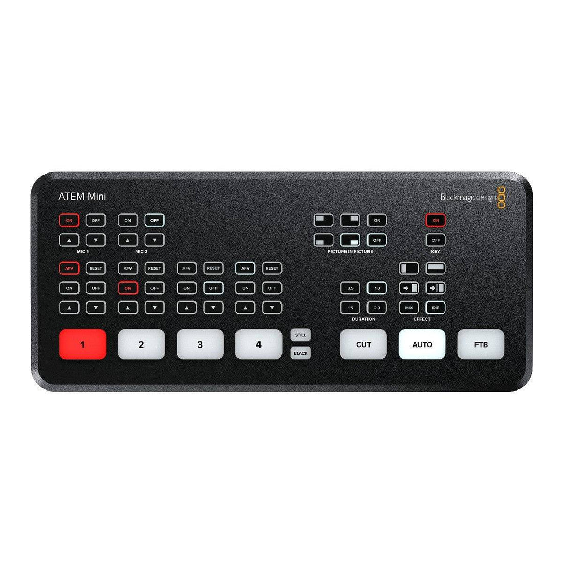 Blackmagic Design ATEM Mini HDMI live production switcher with multiple HDMI inputs and control buttons for video switching. – image 1