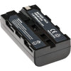 Atomos ATOMBAT001 2600mAh NP-F570 battery with label and connectors, designed for camera and monitor power supply.