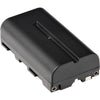 Atomos ATOMBAT001 2600mAh NP-F570 battery showing front view, compact rechargeable power source for cameras and video equipment.