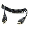 Atomos HDMI cable coiled from 11.8 to 17.7 inches, full HDMI to full HDMI, flexible cable for video equipment connection