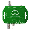 Atomos Connect Sync Scale HDMI to SDI video converter showing ports and compact design for professional video signal conversion.