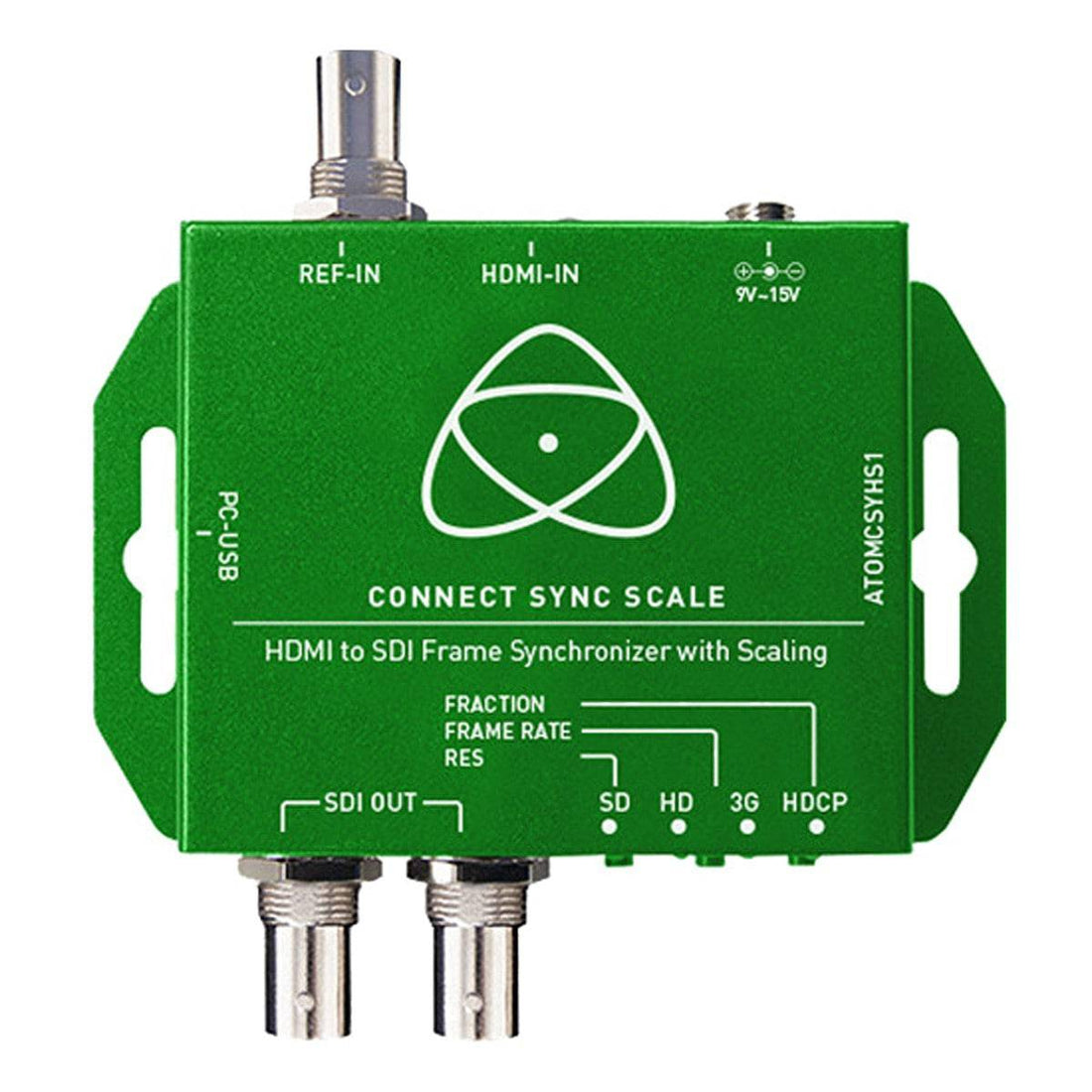 Atomos Connect Sync Scale HDMI to SDI video converter showing ports and compact design for professional video signal conversion. – image 1