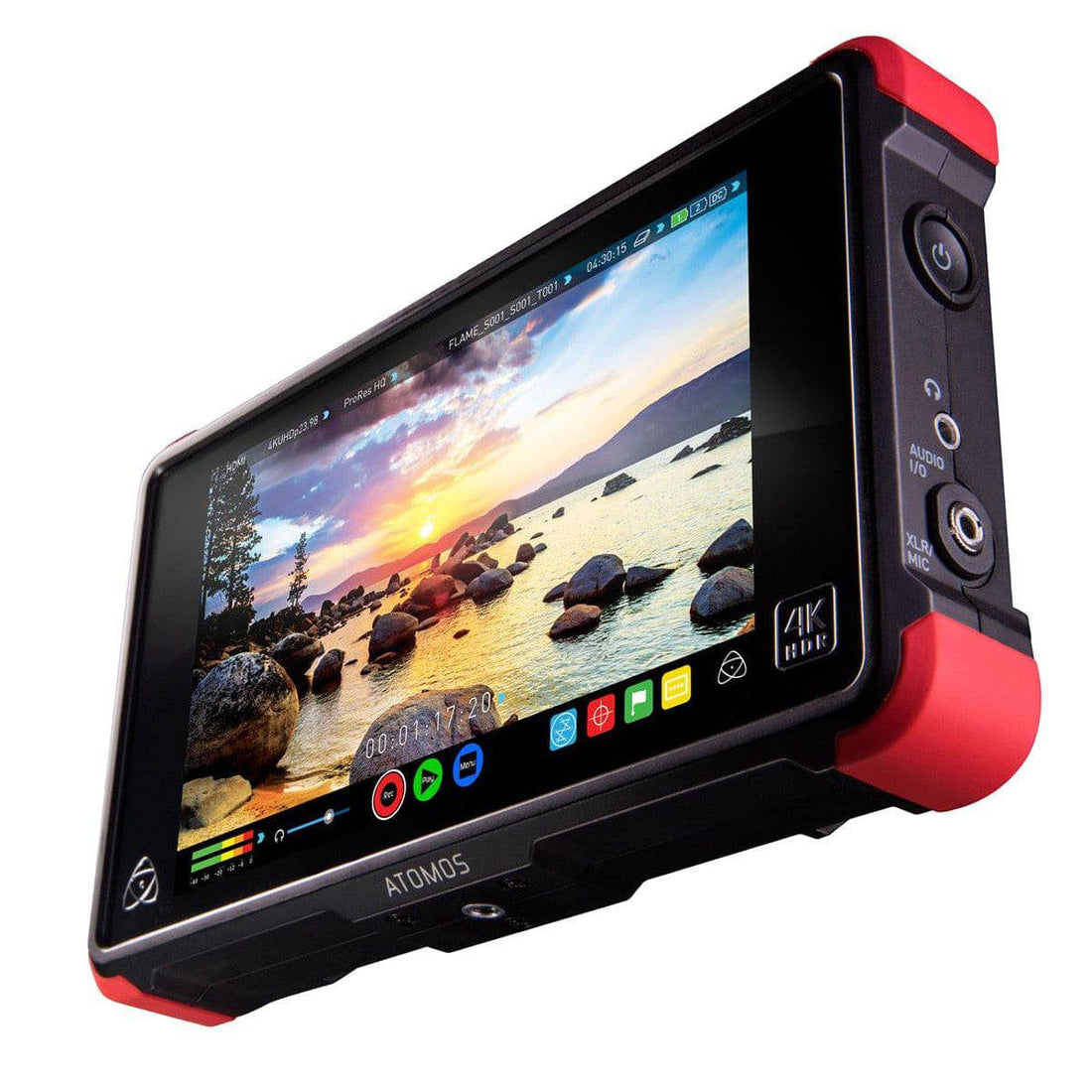 Atomos Ninja Flame 7-inch 4K HDMI recording monitor showing screen interface and connection ports for on-camera monitoring. – image 1