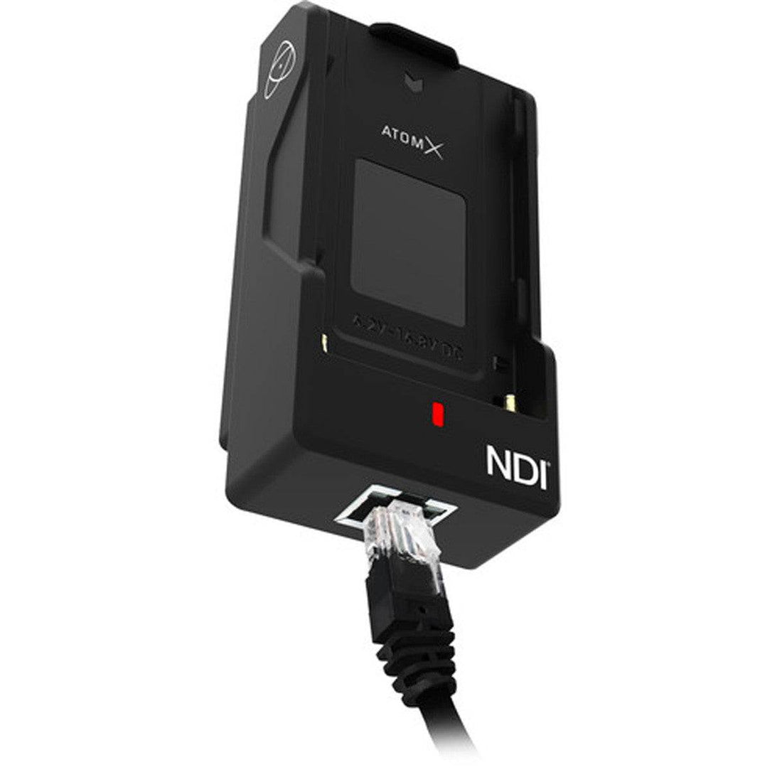 Atomos AtomX Ethernet/NDI expansion module for Ninja V on-camera monitor, showing front view with ports and branding. – image 1