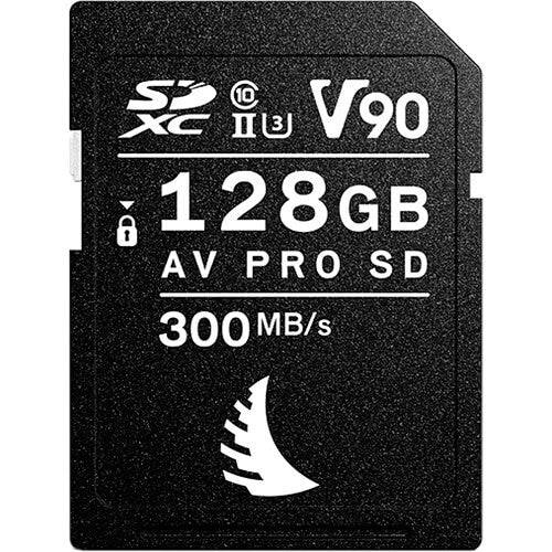 Angelbird 128GB AV Pro MK2 UHS-II SDXC memory card for high-speed storage, shown in close-up with branding visible. – image 1