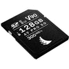 Angelbird 128GB AV Pro MK2 UHS-II SDXC Memory Card showing top view with brand logo and storage capacity.