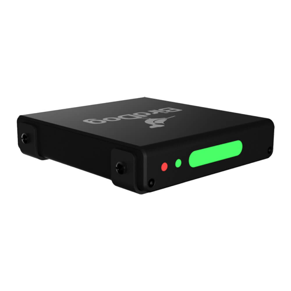 BirdDog Mini HDMI to NDI encoder/decoder device showing HDMI input and NDI output ports in a compact black box. – image 1