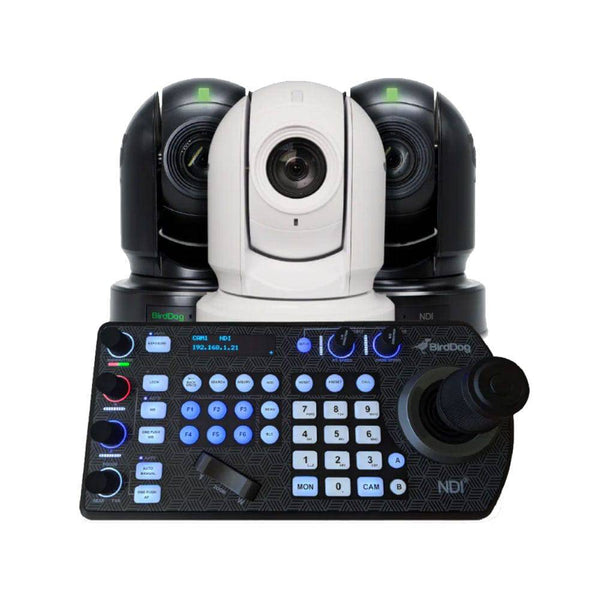 BirdDog Eyes P200 3x Full NDI PTZ Cameras Bundle with Controller (2xBlack, White) - Coremicro – image 1
