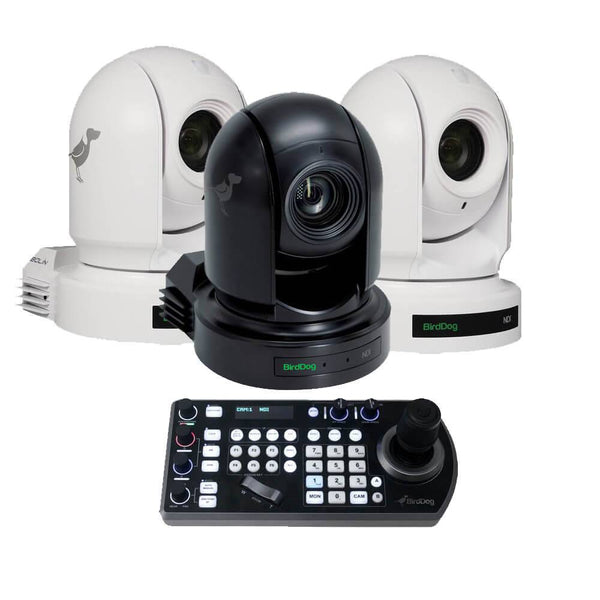 BirdDog Eyes P200 3x NDI PTZ Cameras Bundle with Controller (2xWhite, Black) - Coremicro – image 1