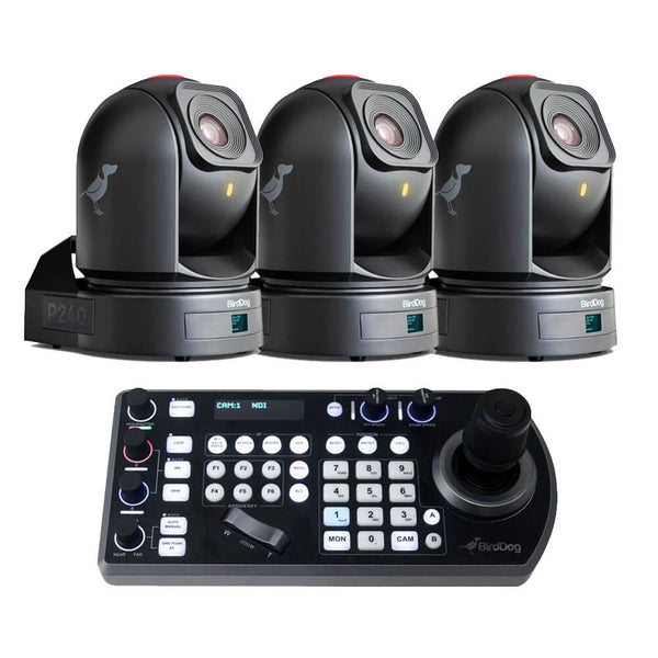 BirdDog P240 40X Full NDI PTZ 3-Camera Bundle (Black) - Coremicro – image 1