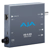 AJA HB-R-SDI HDBaseT to SDI video converter receiver with ports and connection indicators on a professional device.