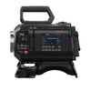 Blackmagic Design URSA Cine 12K cinema camera with EVF kit and side LCD display, featuring a PL mount for professional filmmaking.