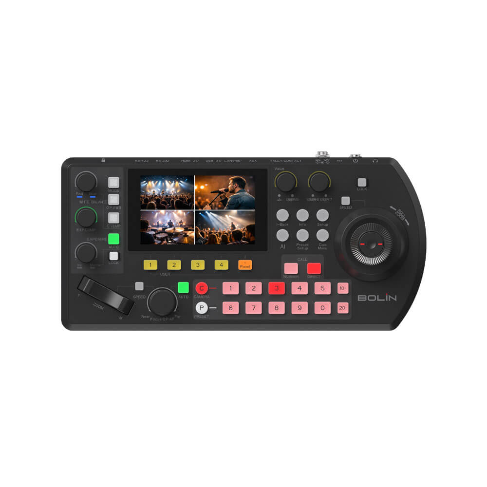 Bolin Technology KBD Plus PTZ Controller with quad view display showing multiple camera controls on the screen – image 4