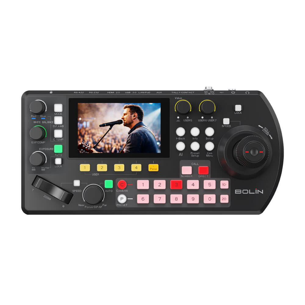 Top view of the Bolin Technology KBD Plus Advanced PTZ Controller showing its buttons and interface for camera control. – image 1