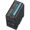 Sony BP-U70 lithium-ion battery for video cameras, 14.4V, 72Wh, showing the battery's front view with labels and connectors.