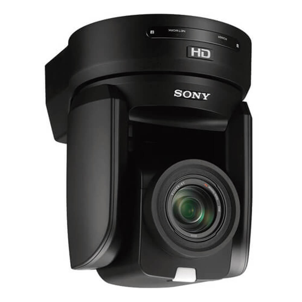 Sony BRC-H800 HD PTZ camera with 1-inch CMOS sensor, black body, and PoE+ support, shown from the front view. – image 3