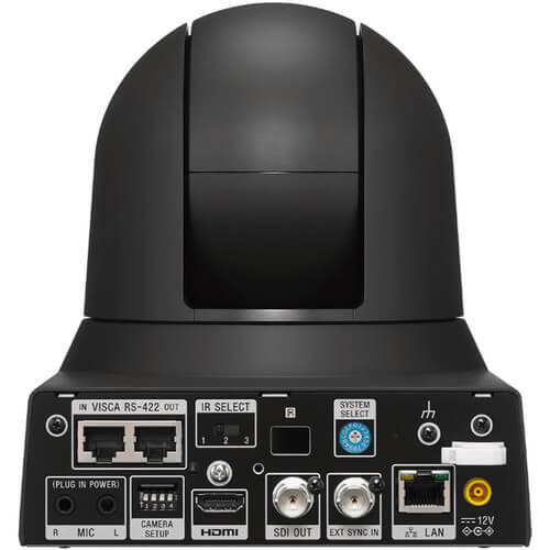 Sony BRC-X400 4K PTZ camera with HDMI, IP, and 3G-SDI outputs, black rear view showing connection ports. – image 3