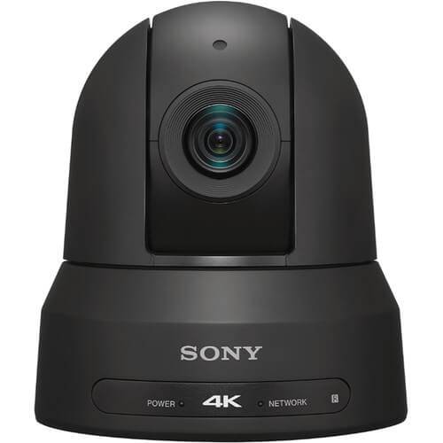 Sony BRC-X400 4K PTZ camera in black showing front view with HDMI, IP, and 3G-SDI output ports. – image 2