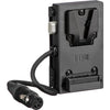 IDX System Technology power adapter with 4-pin XLR output and belt clip for video cameras, compact and durable design.