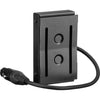 IDX System Technology 4-pin XLR power adapter for video cameras with belt clip, compact and portable for professional use.