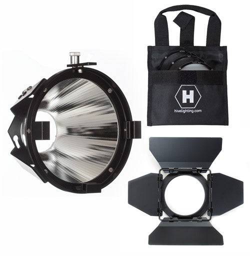 Hive Lighting PAR Reflector, Barndoors, 3-Lens Set for Hornet 200-C LED Light - Coremicro – image 1