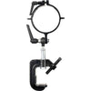 Hive Lighting studio-style adjustable yoke mount for C-Series production lighting, shown attached to the lighting fixture.
