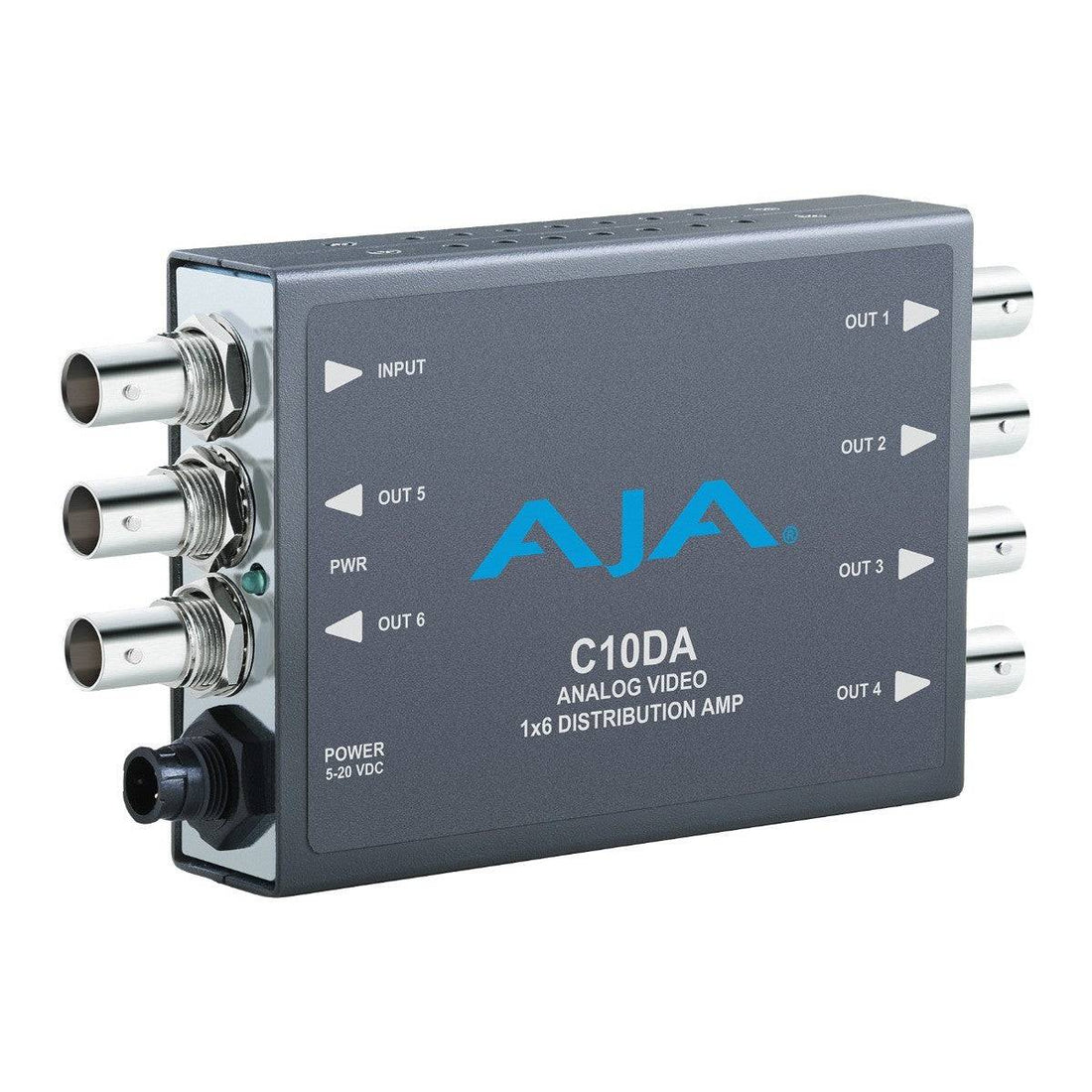 AJA C10DA analog video 1x6 distribution amplifier showing multiple video output ports and front panel controls. – image 1