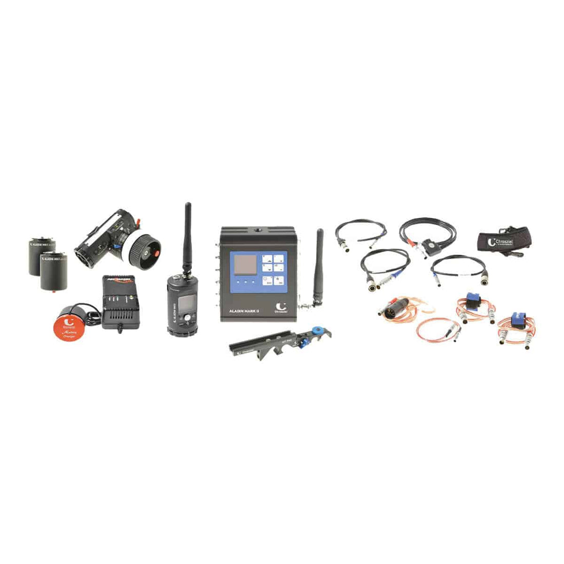 Chrosziel Aladin MK II Steadicam ENG wireless lens control system with control unit and cables, used for professional camera operation. – image 1