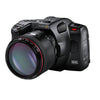 Blackmagic Design Pocket Cinema Camera 6K Pro with lens attached, showcasing professional cinema camera features and sleek design.