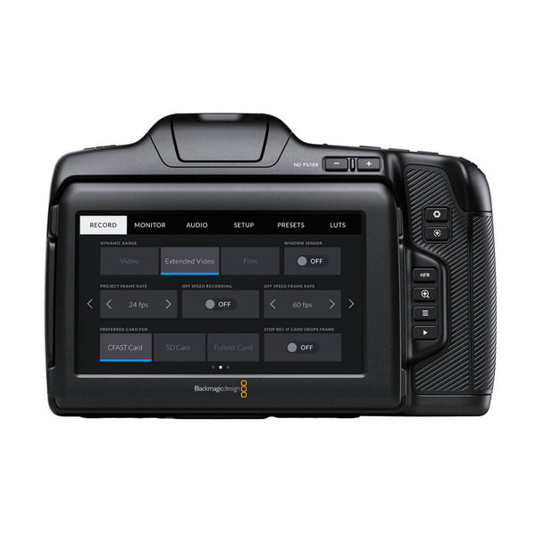 Blackmagic Design Pocket Cinema Camera 6K Pro front view, compact cinema camera with large LCD screen and professional features. – image 2