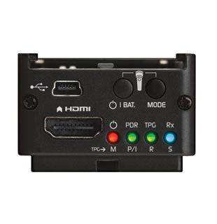 Atomos Connect Battery Converter S2H SDI to HDMI showing LED indicators and control end for professional video signal conversion. – image 3
