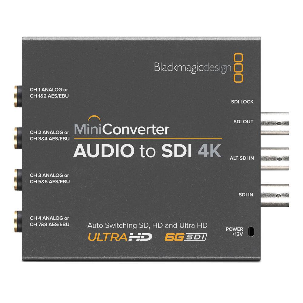 Blackmagic Design Mini Converter Audio to SDI 4K video converter with front panel controls and input/output ports. – image 2