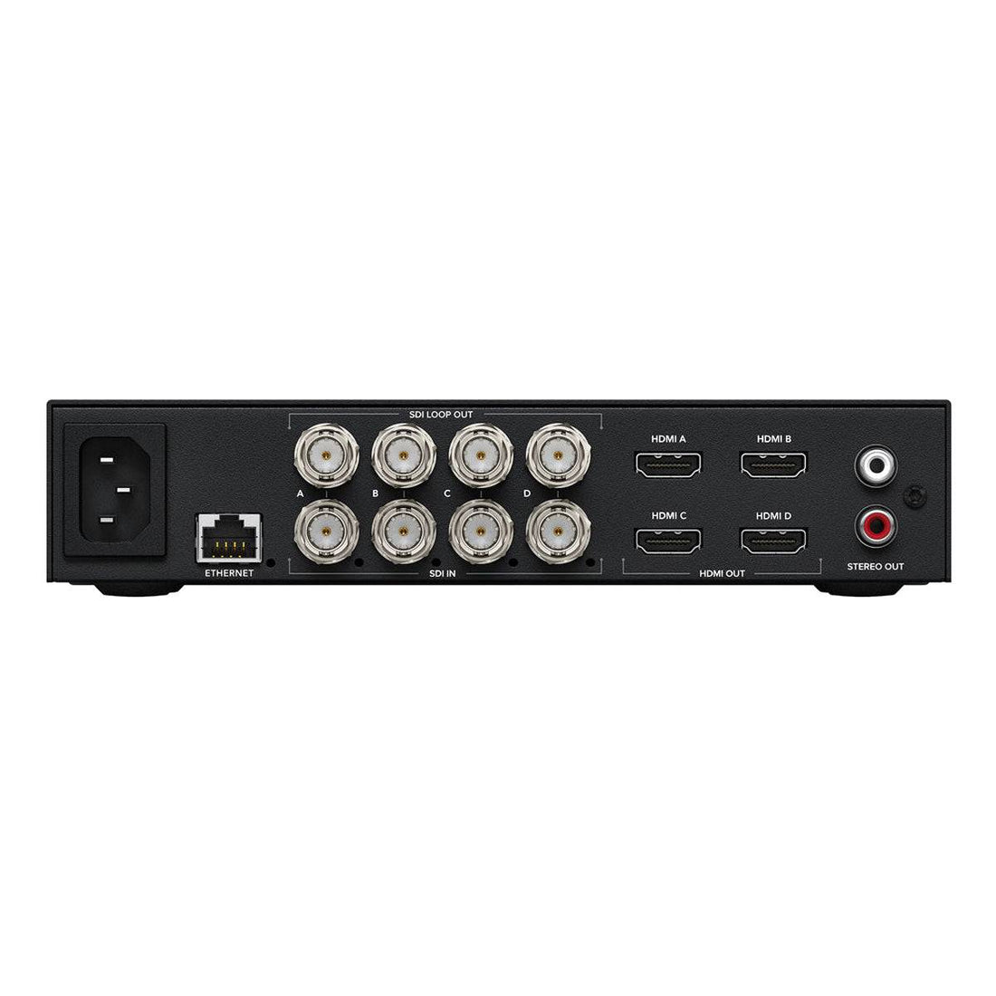 Blackmagic Design Teranex Mini SDI to HDMI 8K video converter showing front and rear ports on a black device. – image 2
