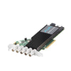 AJA Corvid 44 12G PCIe video capture card with BNC I/O, tall bracket, fan, and included cables for professional SDI video input.
