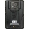 IDX System Technology CUE-H135 134Wh V-Mount Li-Ion battery for video cameras, shown from the back with connectors and labels