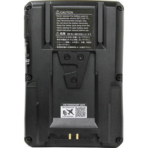 IDX System Technology CUE-H135 134Wh V-Mount Li-Ion battery for video cameras, shown from the back with connectors and labels – image 2