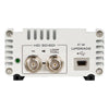 Rear view of Datavideo DAC-8PA SDI to HDMI converter showing input and output ports on production equipment.